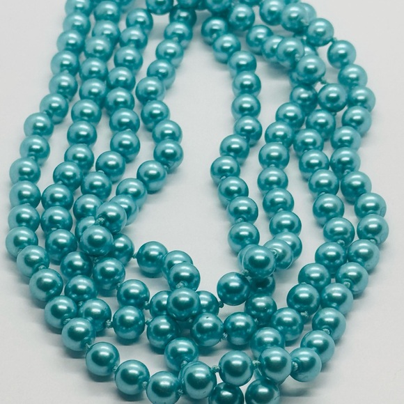 Turquoise Glass Pearl Beaded Necklace - Picture 5 of 6